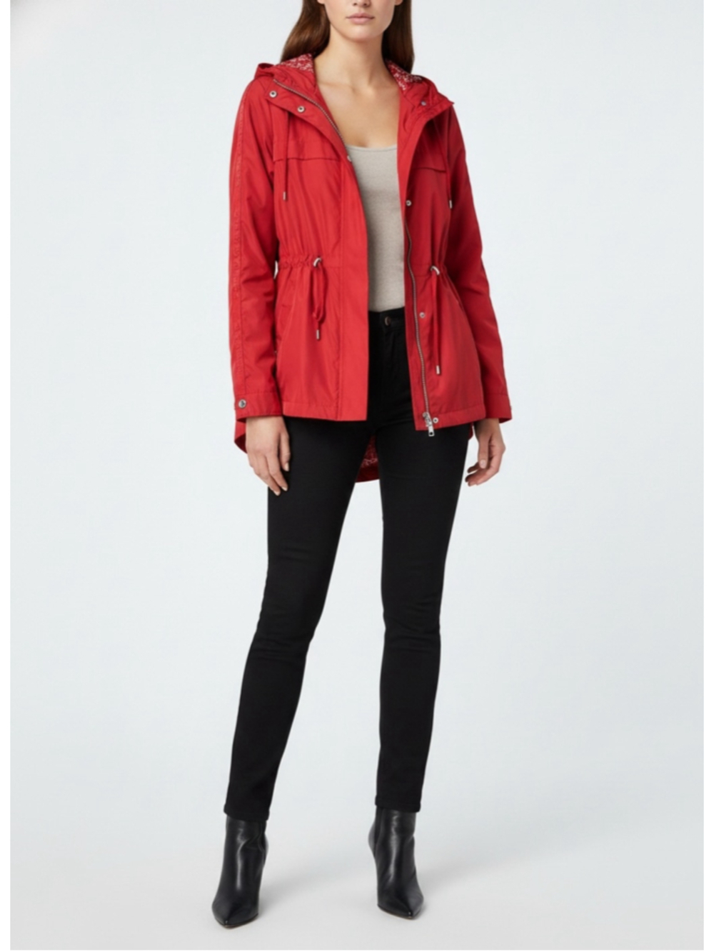 Karl Lagerfeld Paris Red Logo Sleeve Windbreaker Jacket Women's Medium M